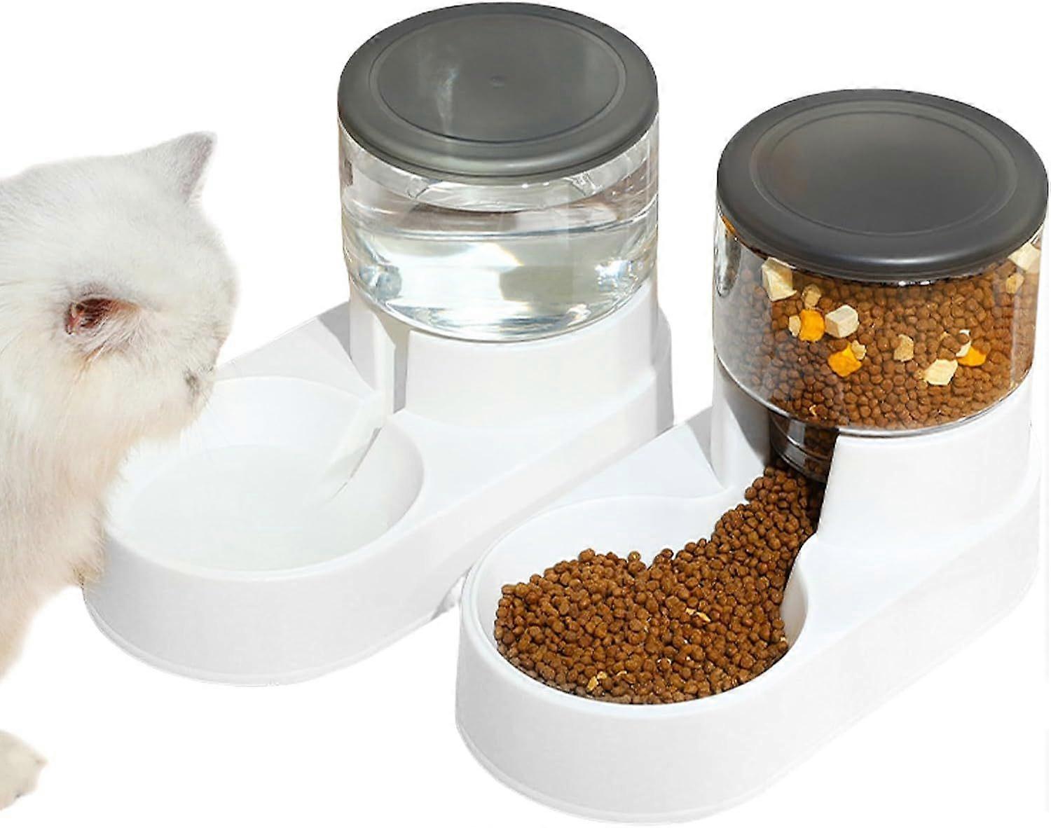 SCSYV Automatic Dog Feeder and Water Dispenser Gravity Cat Water and Food Dispenser Large Capacity Pet Feeder and Waterer Set Self Feeding Station Bow