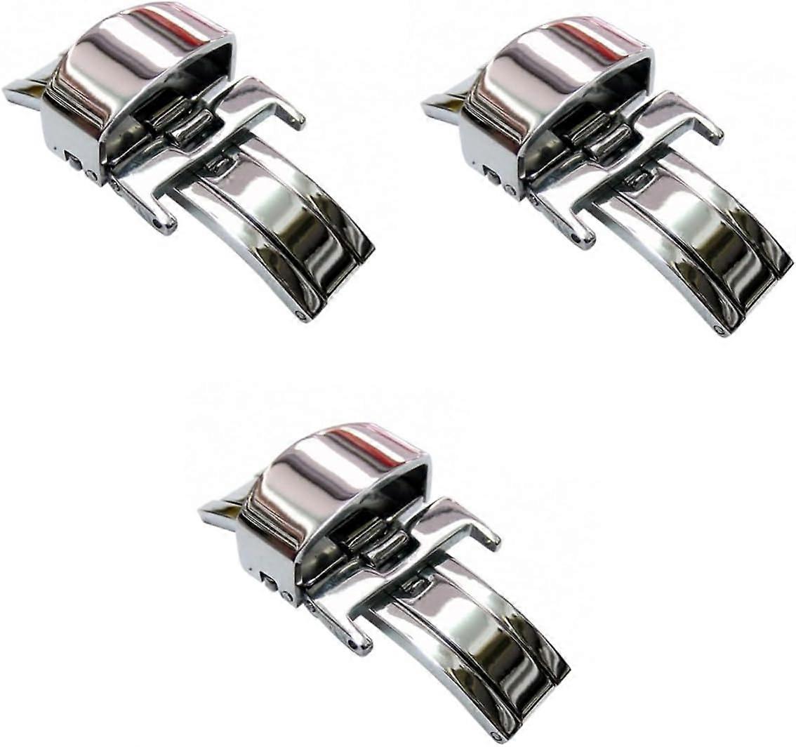 3pcs Luxury Watch Band Clasp Stainless Steel 20mm Push Button Deployment Buckle Watch Band Strap Replacement