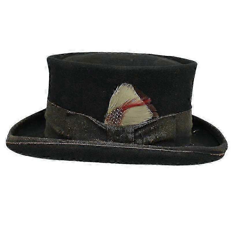 Mid Crown Κόκκινο Top Hat Unisex Καπέλο ατμού Punk Κύλινδρος Μαλλί Felt Top