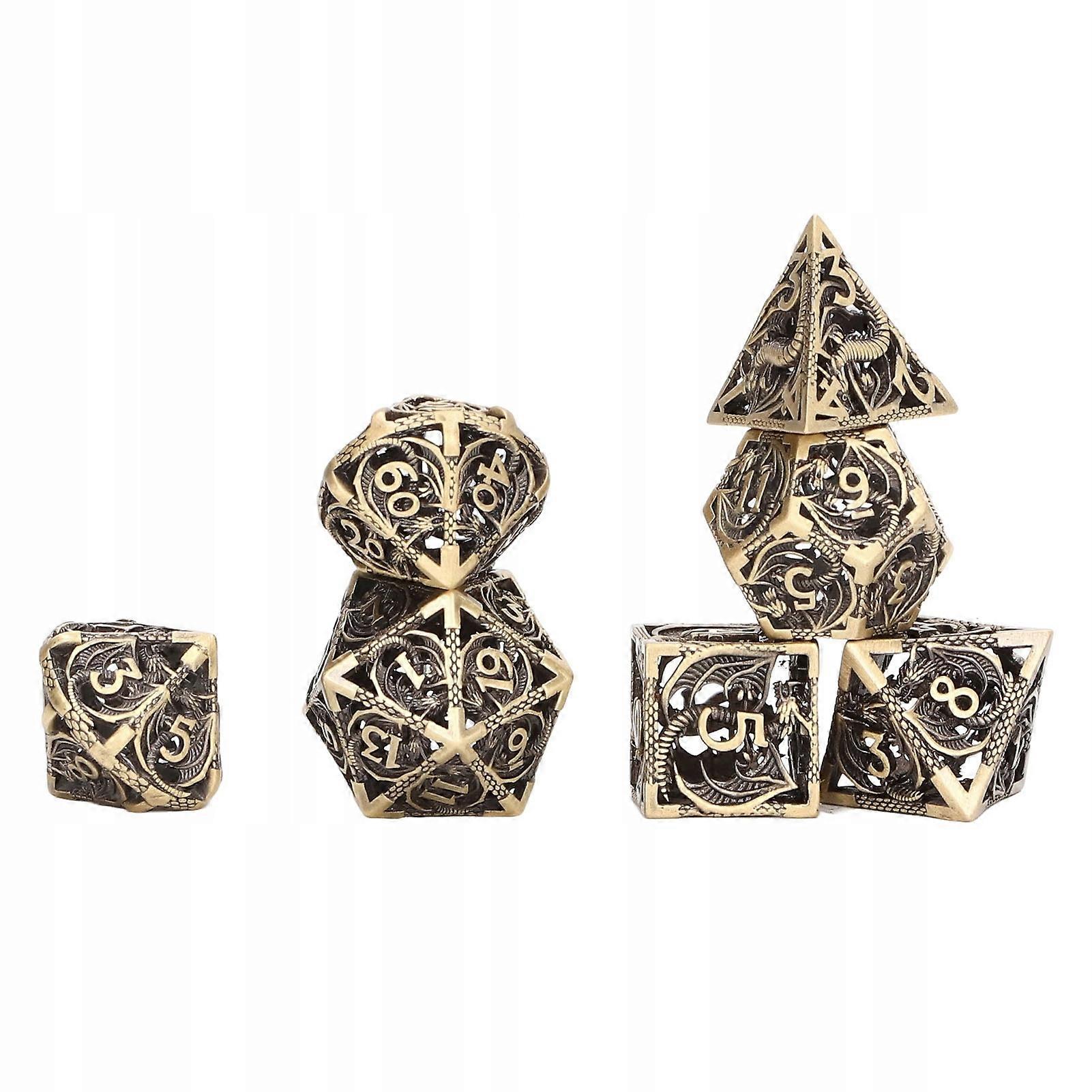 7 Pcs Metal Hollow Polyhedral Dice Set