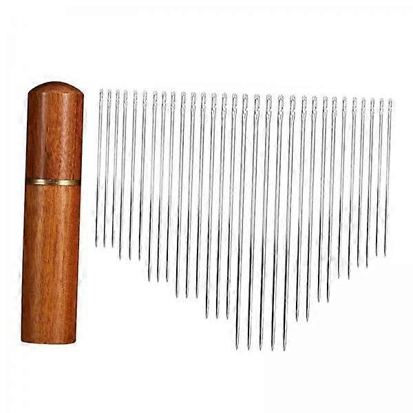 6x 30Pcs Sewing Needle Self Threading Needles with A Wooden Case DIY Needlework