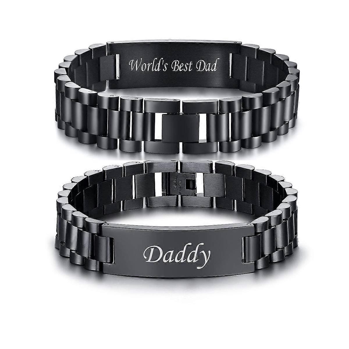 Masculine Watch Band Stainless Steel Link Bracelet For Men Silver Adjustable Link Band Gift For Dad Father