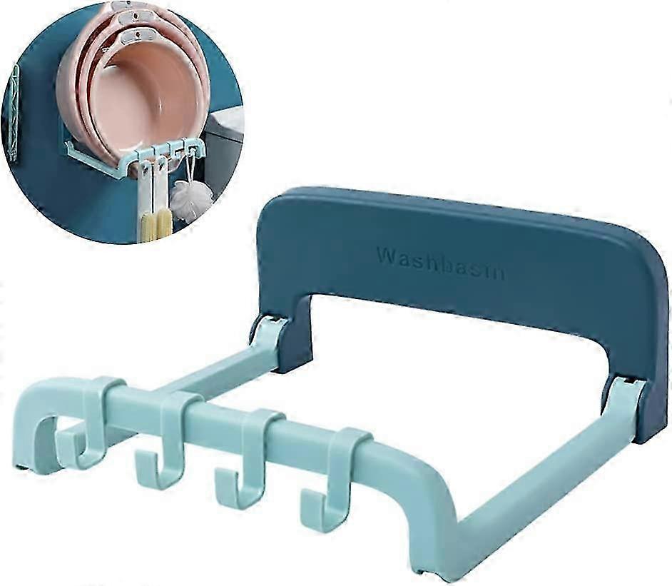 1Pc Folding Washbasin Rack,  Self Adhesive with Hook Rack