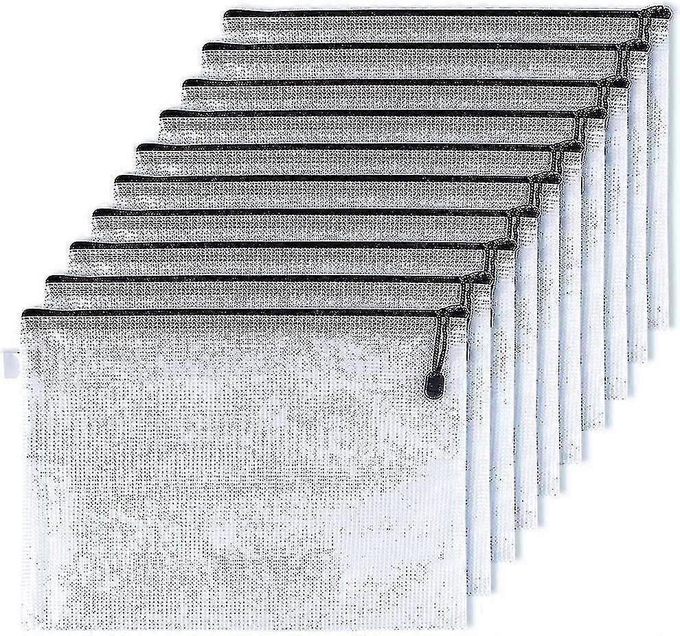 10 Pcs A4 Document Bag Imperméable Mesh Zipper Bags Zippered File Bags Document Cadeau