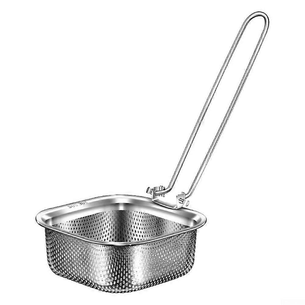 Deep Frying Net with Long Handle for Easy Cooking and Storage (Square) Square