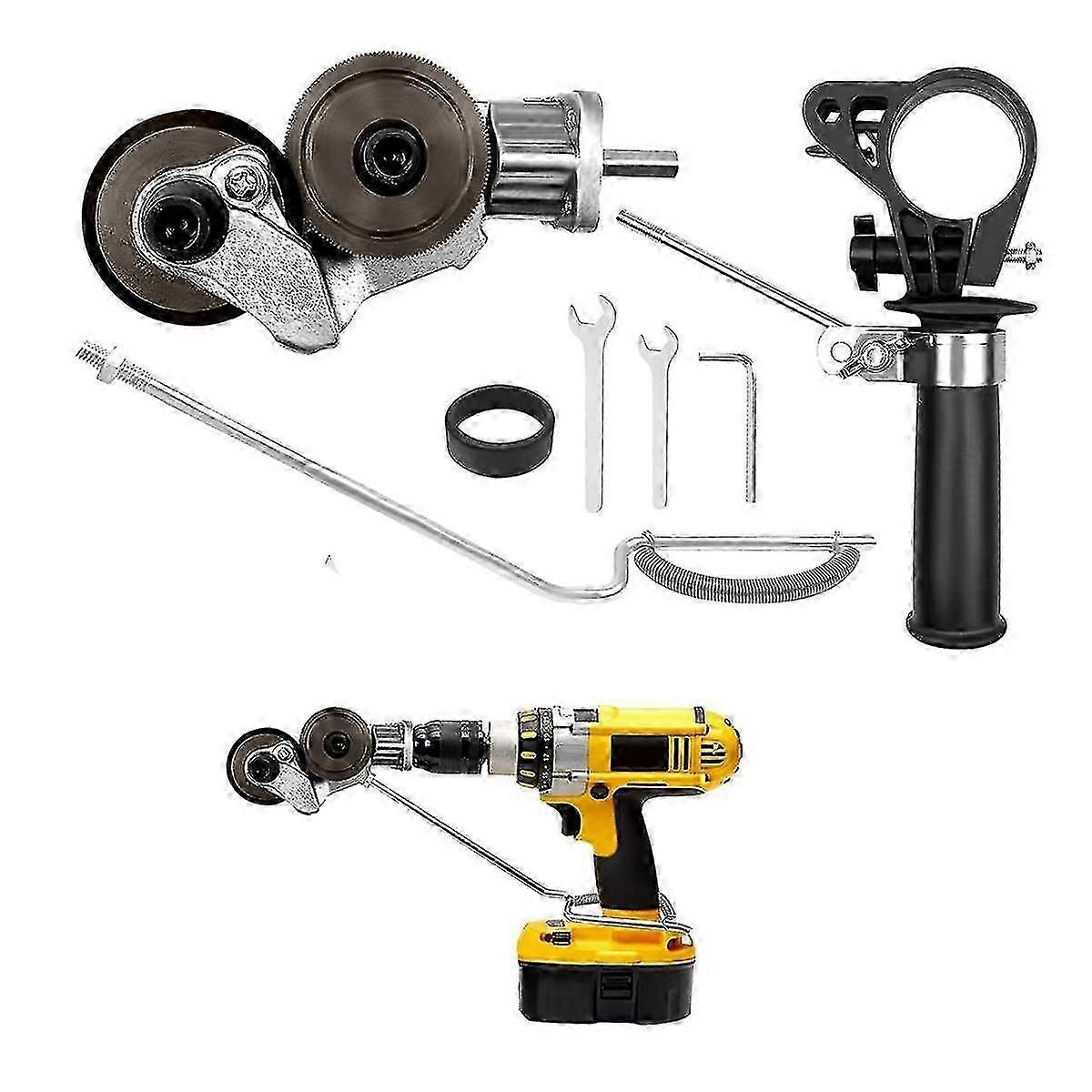 Blech- und Plattenschneider-Bohraufsatz mit Doppelkopf-Schneidwerkzeug für elektrische Bohrmaschinen