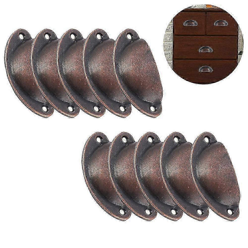 2025 Set of 10 Vintage Style Pull Handles with 65mm Hole Spacing, Red Bronze