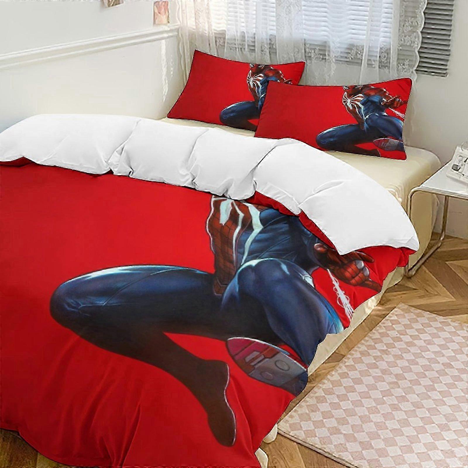 3-Piece Twin Bed Set Suitable for Spider-Themed Bedding - Includes 1 Single Quilt and 2 Pillow Cases - Fade Resistant Microfiber Material