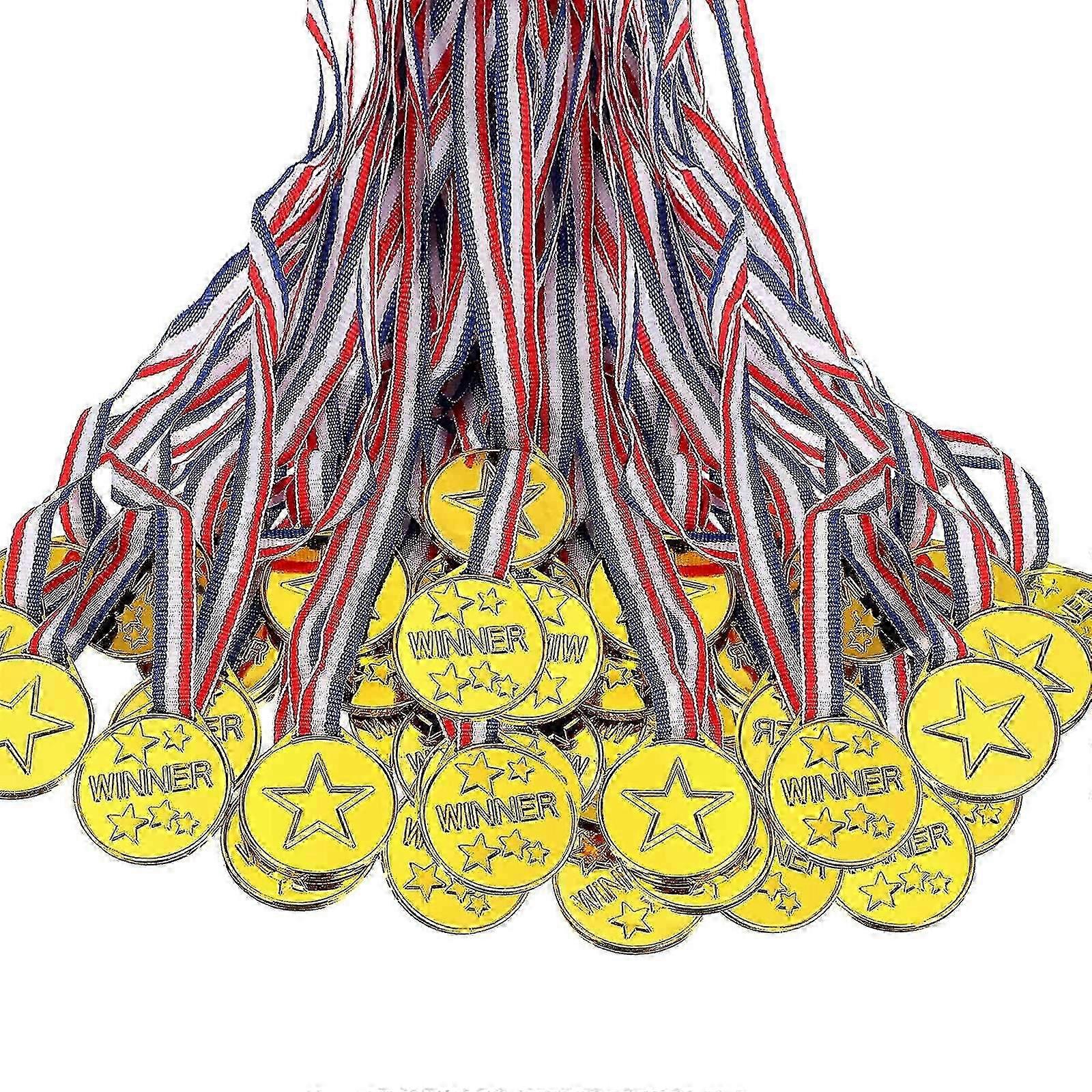 100 Pieces Kids Plastic Gold Award Medals for Style, Party Decorations and Recognition