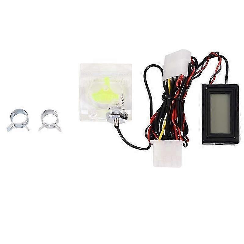 Pc 3 Way Flow Meter Digital Thermometer, Computer Water Cooling System Kit with Two Connectors andw