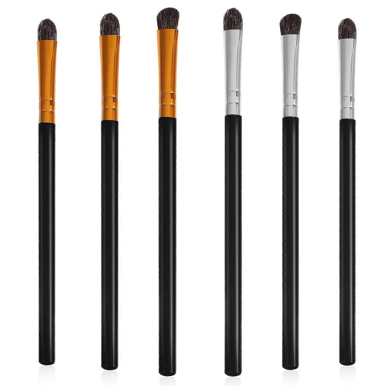 Soft Horsehair Eyeshadow Brush Set – 6pcs Makeup Applicators with Plastic Handles for Blending and Crease Application – Ideal for Beginners and