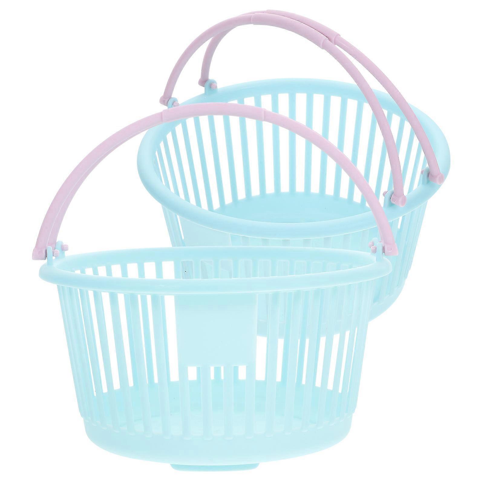 2pcs Mini Hand Baskets Storage Craft Decoration Simulated Plastic Baskets for Kids