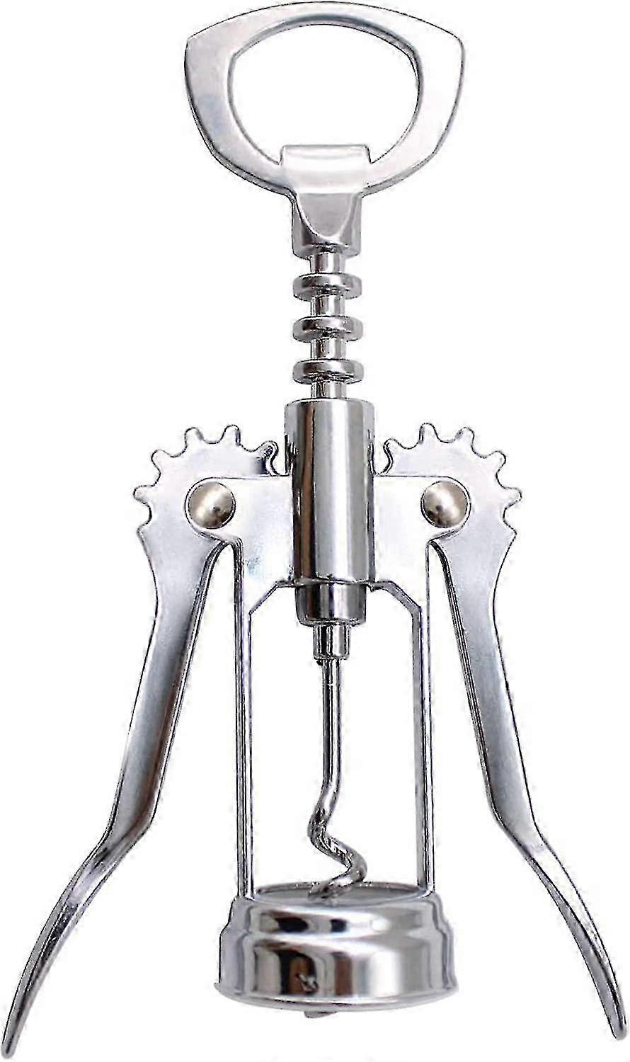 滑り止めレバーとスパイラルコルク栓抜き付きワインボトルオープナー