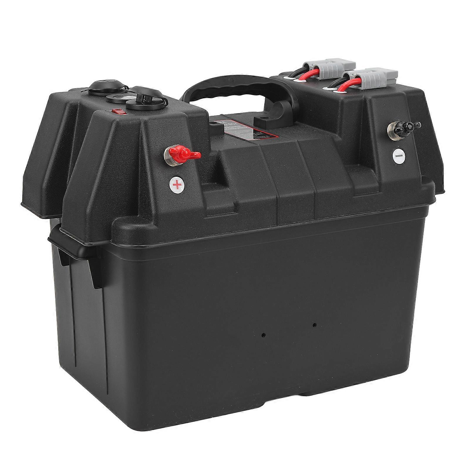 Smart Battery Box Power Center with Battery Fast Connector Dual USB Power Voltmeter Multifunctional Portable for RV SUV ATV 