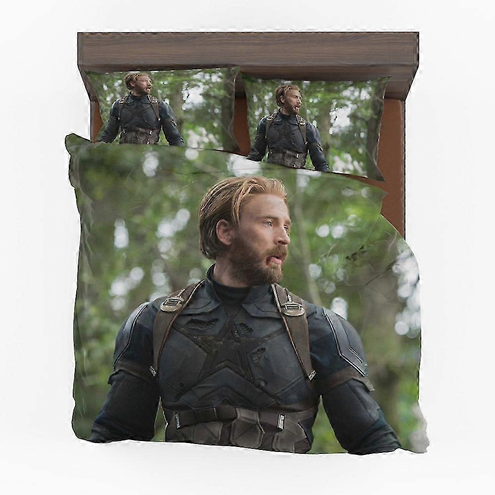 Captain America Inspired Bed Sheets Set Featuring Chris Evans from Avengers Infinity War, Includes Duvet Cover and IU1490 Bed Sheets