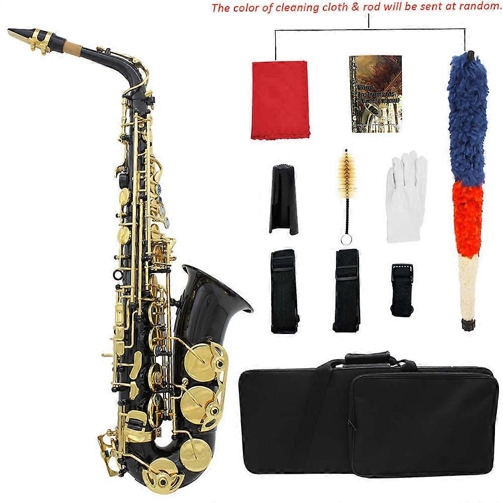 Brass Engraved Eb E-Flat Alto Saxophone Sax Abalone Shell Buttons Wind Instrument with Case Gloves Cleaning Cloth Belt Brush