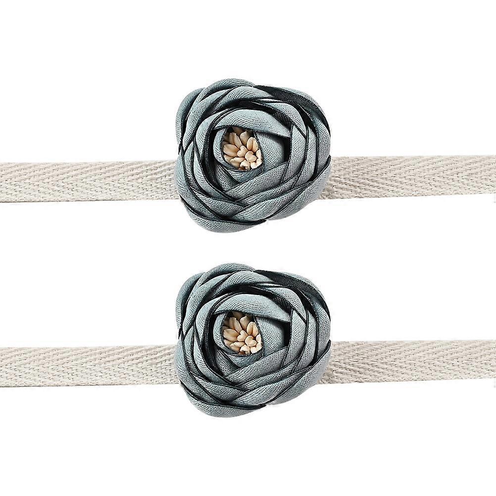 2pcs Decorative Curtain Tiebacks with Cloth Flower Design, Elegant Drapery Holdbacks for Home, Office, or Hotel – Stylish Window Treatment Accessory