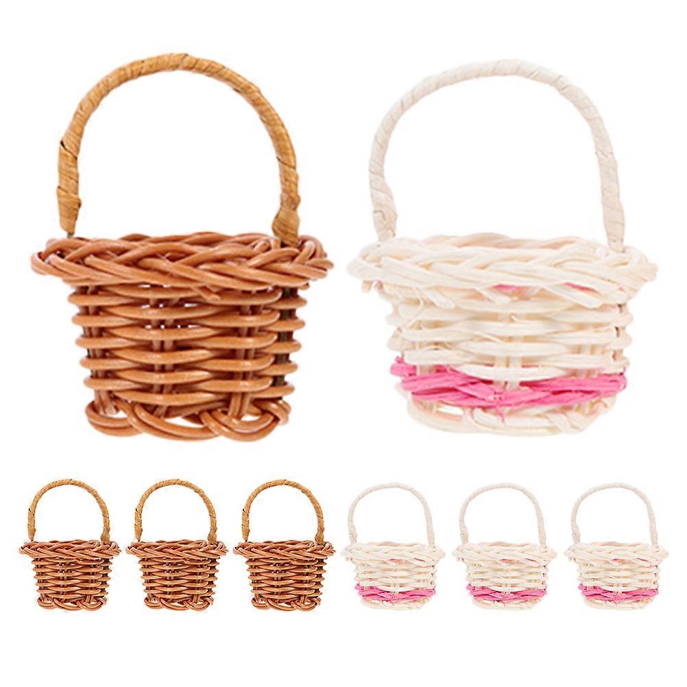 Tiny Miniature Basket Desktop Mini Basket For Kids Rustic Design Plastic 8Pcs