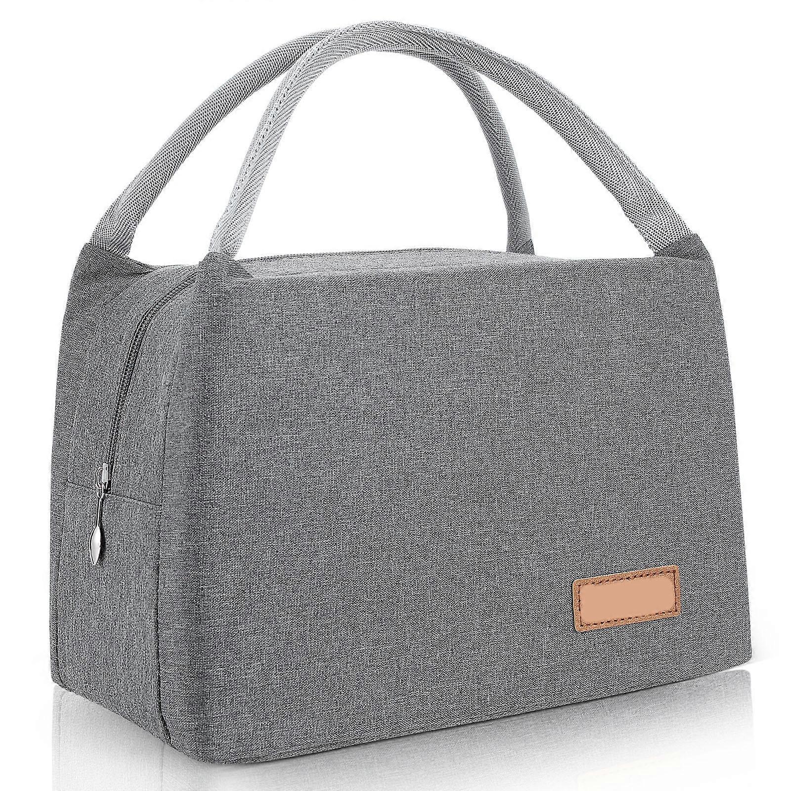 Lunch Box with Strap Insulated Cooler Bag Rectangular Shape for Work Travel Grey 8L 1Pcs