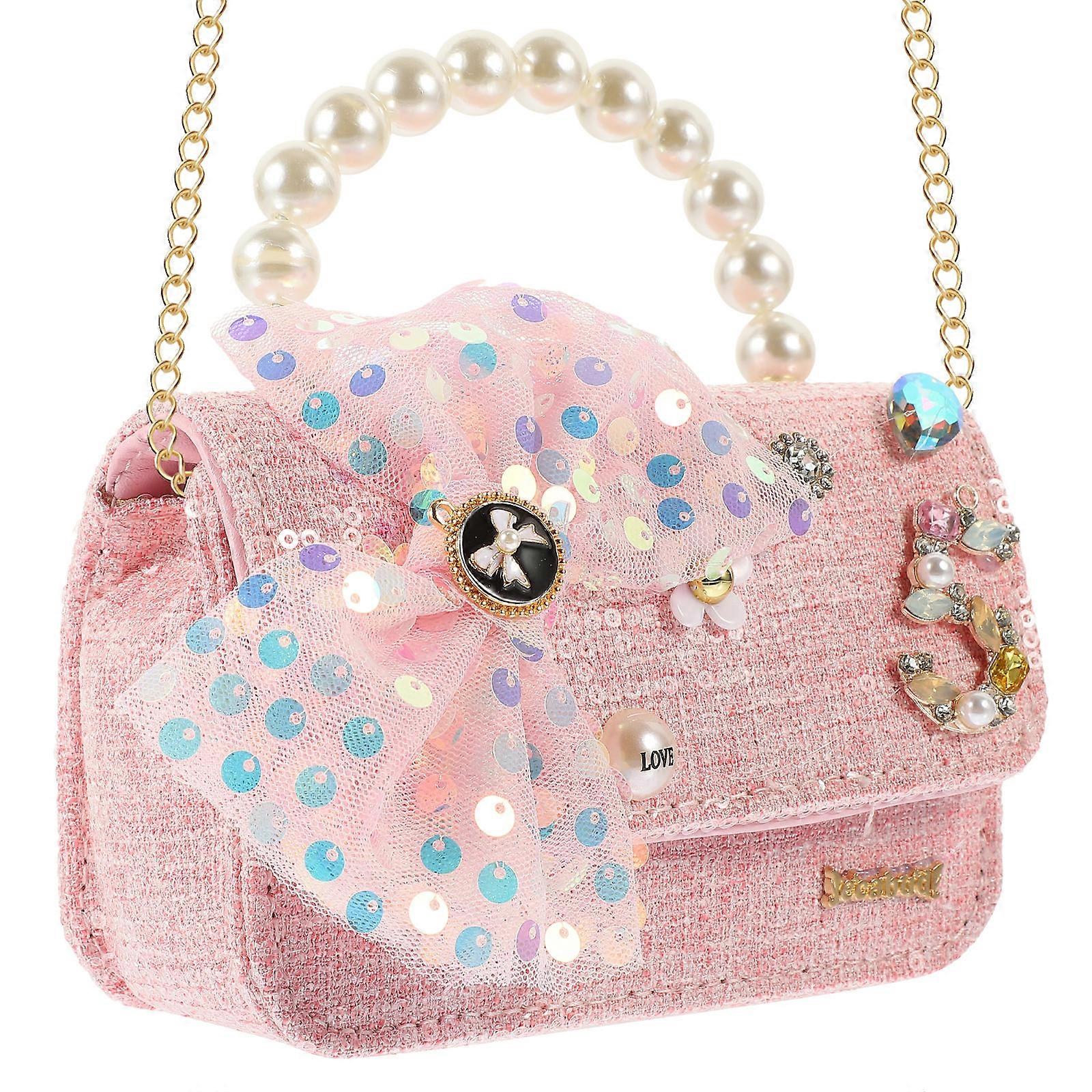 Pearl Handle Crossbody Bag with Cute Bowknot Design for Shopping, Traveling & Daily Use – Stylish Single Shoulder Purse in Pink