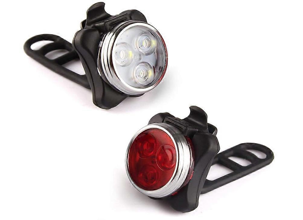 USB Rechargeable Bike Light Set, Super Bright, Bike Lights Front and Back, Waterproof, 4 Light Modes (2 Cables, 2 Straps).(Black)