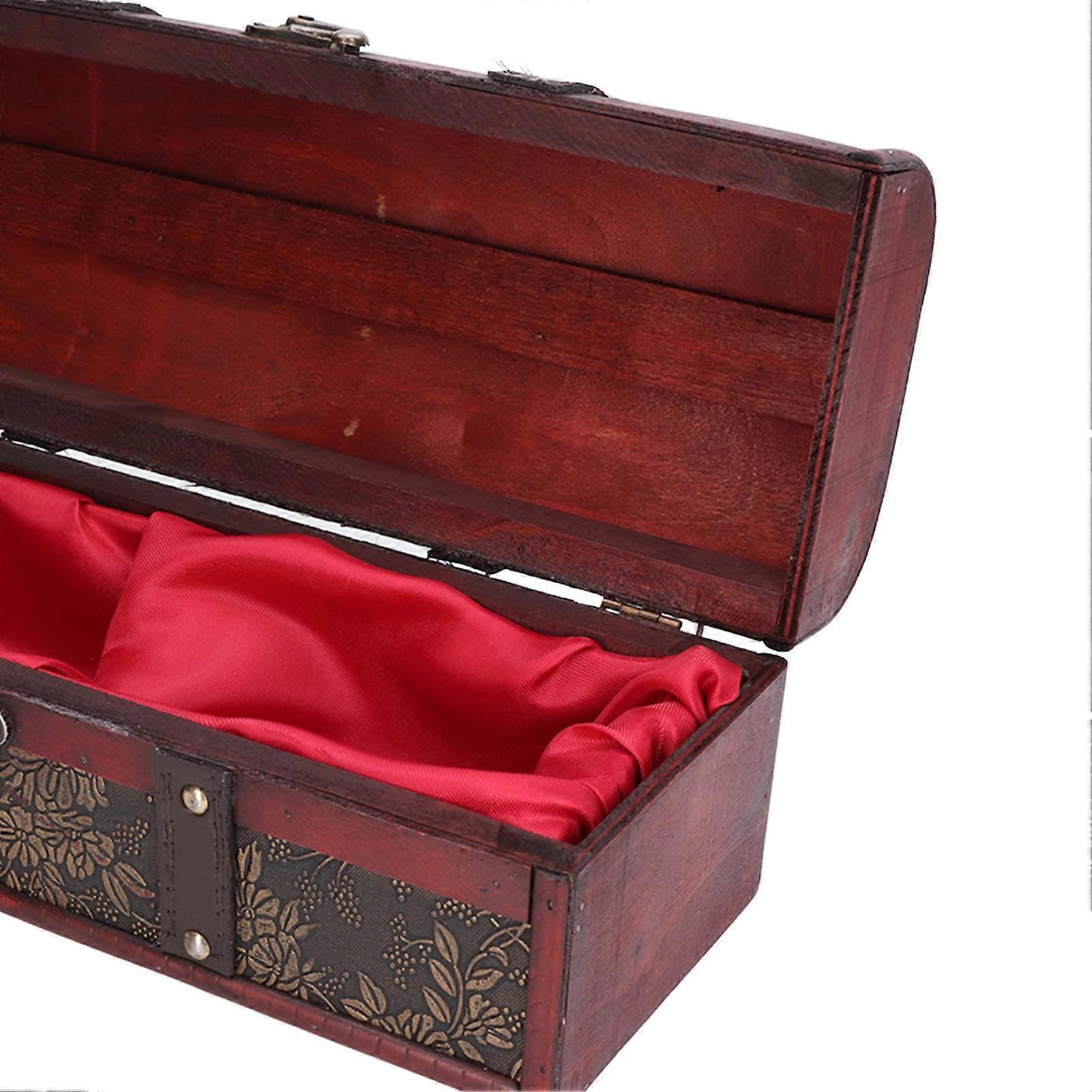 European Retro Style Wooden Wine Box Printed Pattern Liquor Bottle Box for Wine Storage Gift Packaging