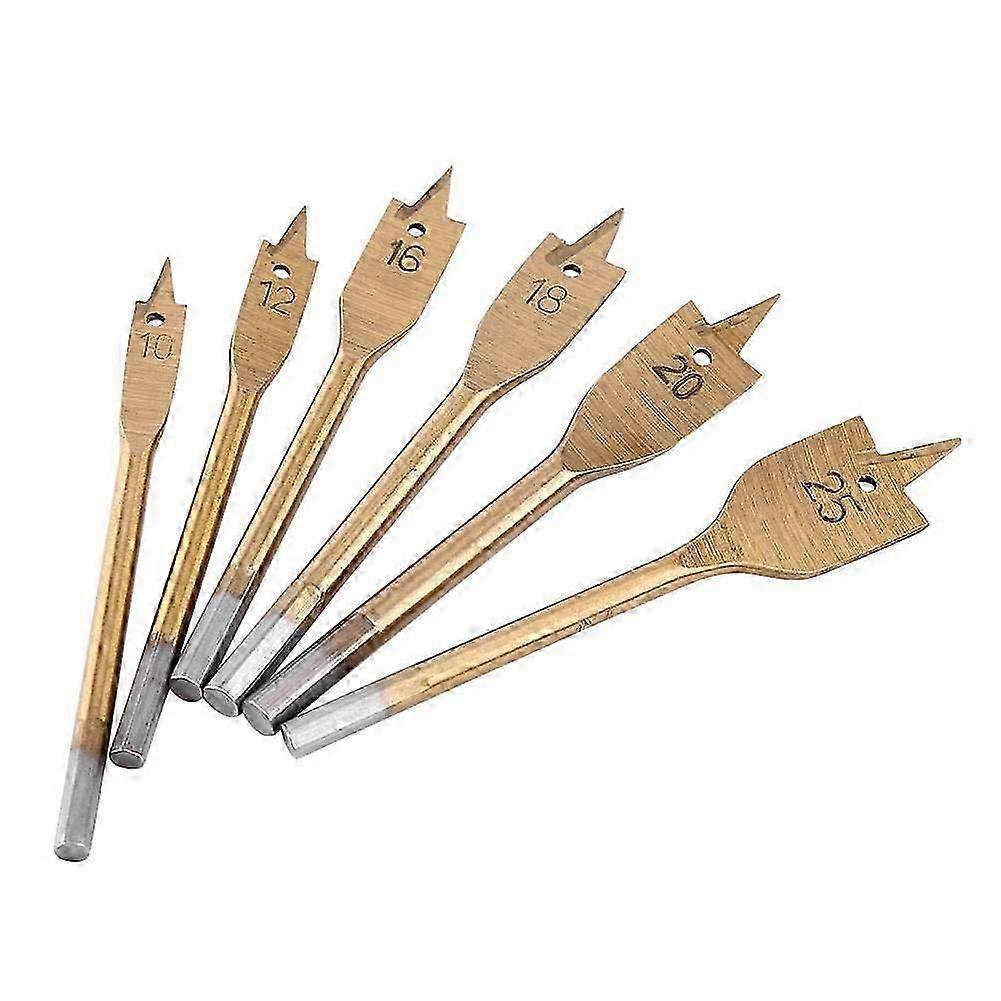 Shovel Bits Drill Bit Set - High-Quality Woodworking Flat Drilling Bits (6pcs 10-25mm)