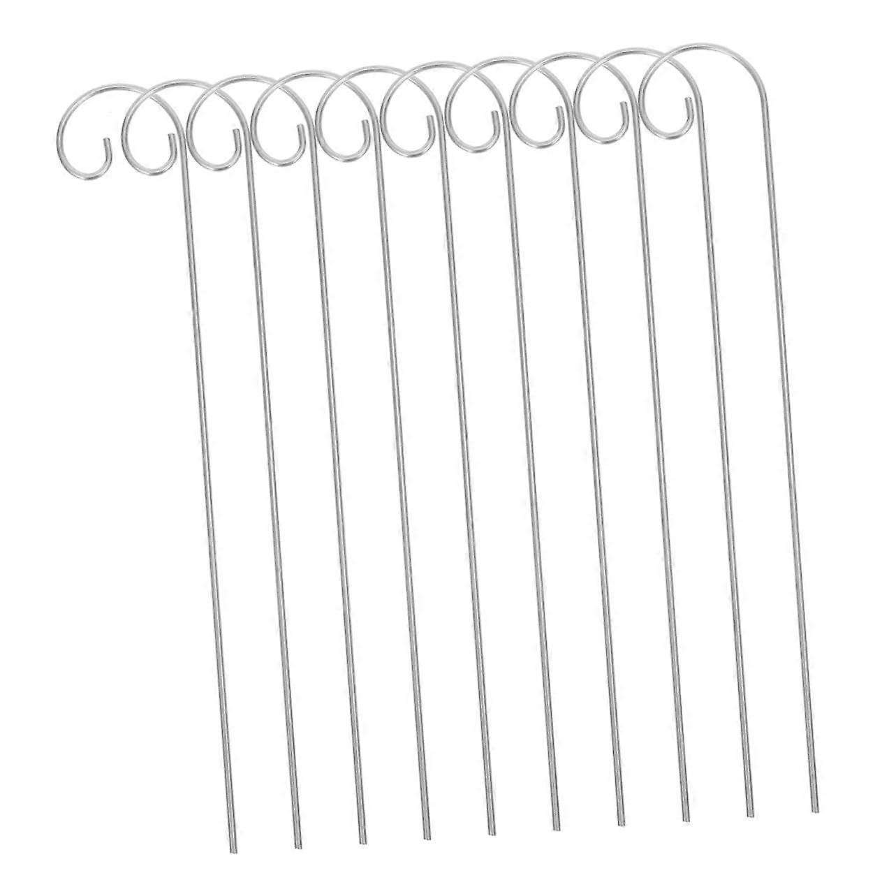 10 pieces garden flower hooks shepherd hooks for intensive use outdoors, shepherd hooks for hanging plants, double hooks for hanging iron, silver