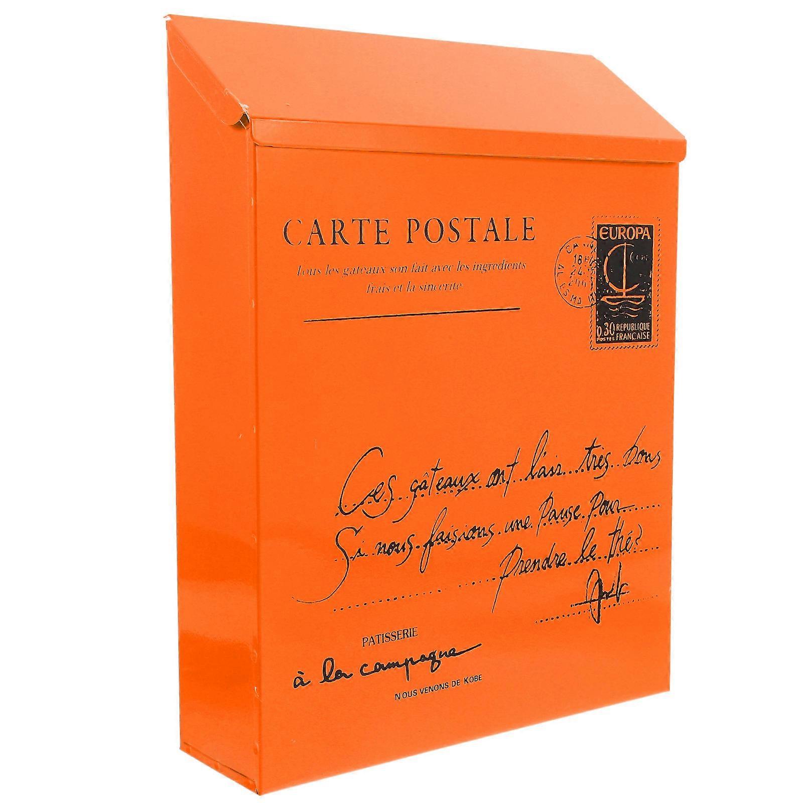 Lockable Mailbox with Key Wall Mounted Iron Home Decor Orange 29.50X21.80X6.50CM 1Set