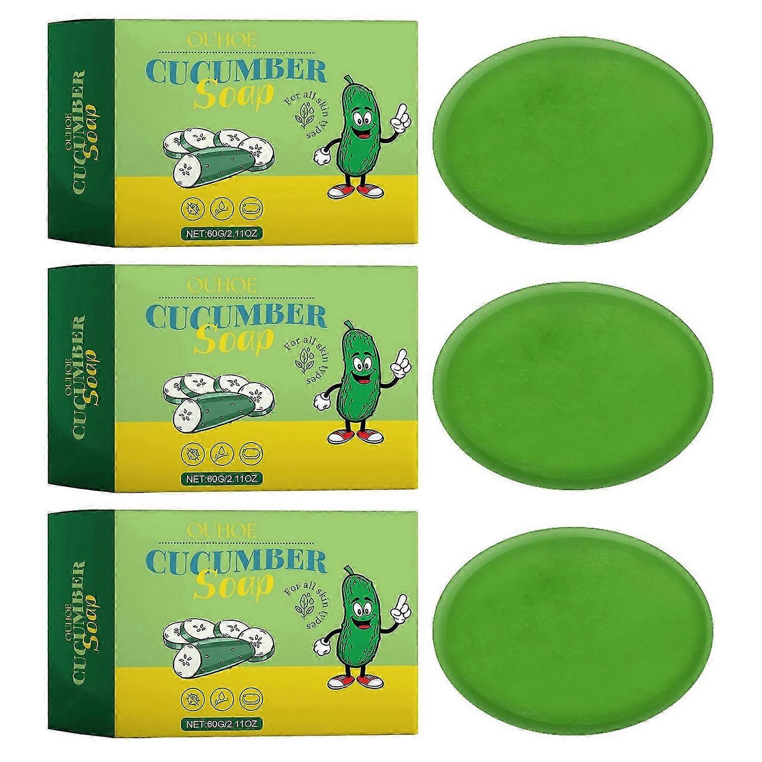 Natural Cucumber Soaps for Deep Cleansing, Cucumber Cleansing Soaps for Sensitive Skin, Leaves Skin Feeling Refreshed, Clean, and Soft