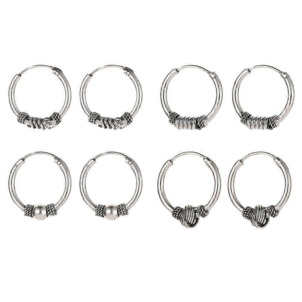 Pendant Earrings Alloy Silver Ethnic Style Square Jewelry Making Accessory 1.6X1.6cm DIY Projects 4 Pair