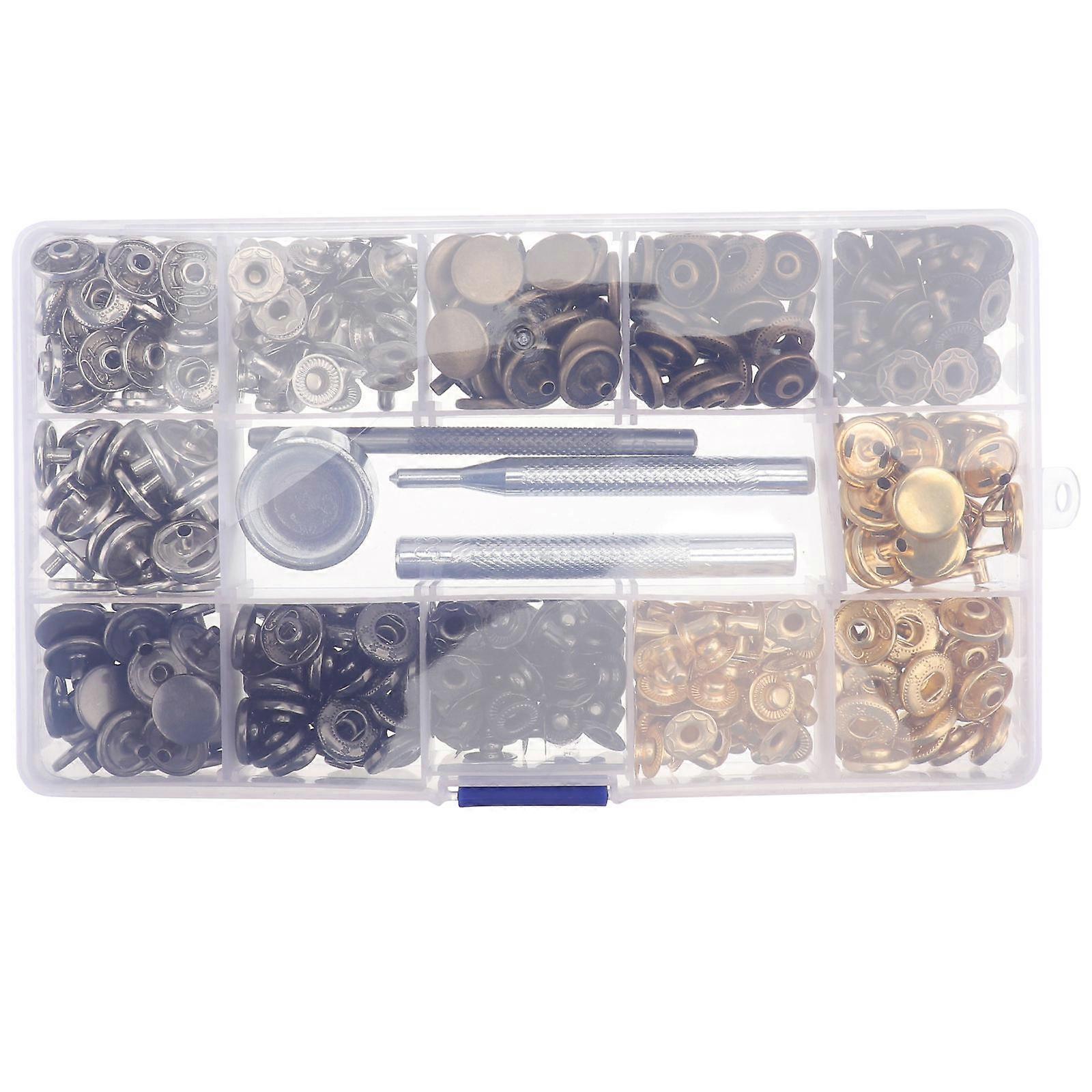 1 Set DIY Clothes Button Kit with Alloy Snap Fasteners and Tools for Durable Metal Replacement on Bags, Apparel & Craft Projects