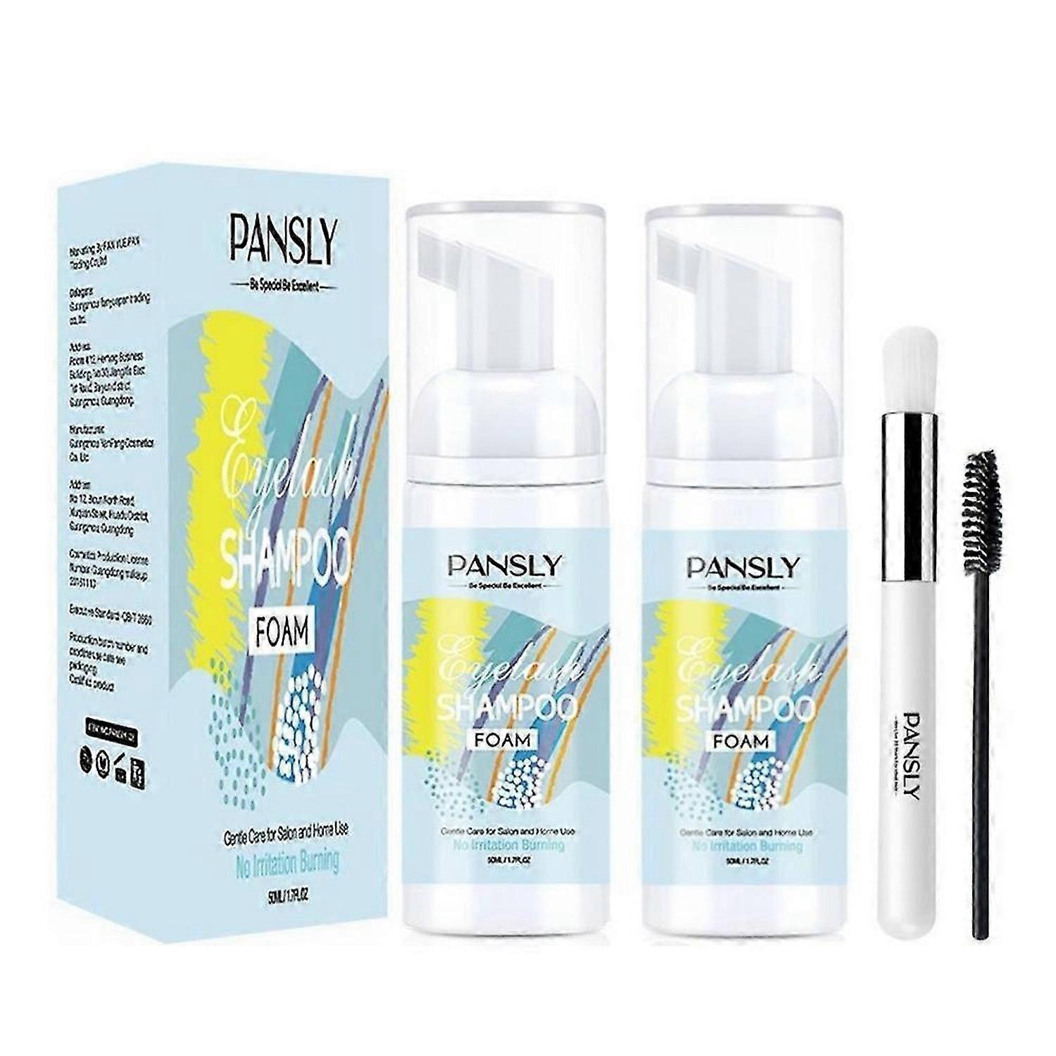 2PCS Eyelash Shampoo for Eyelash Extension 50ml Eyelash Foam Cleanser with soft brush