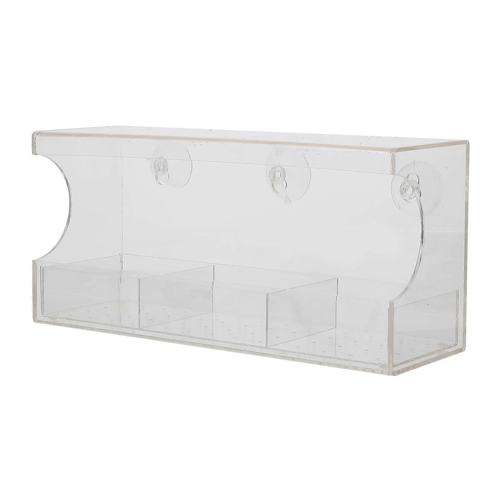 Clear Window Bird Feeder Parrot Food Feeder Outdoor Birds 30X14cm Suction Cups Prevent Splashing 1Set