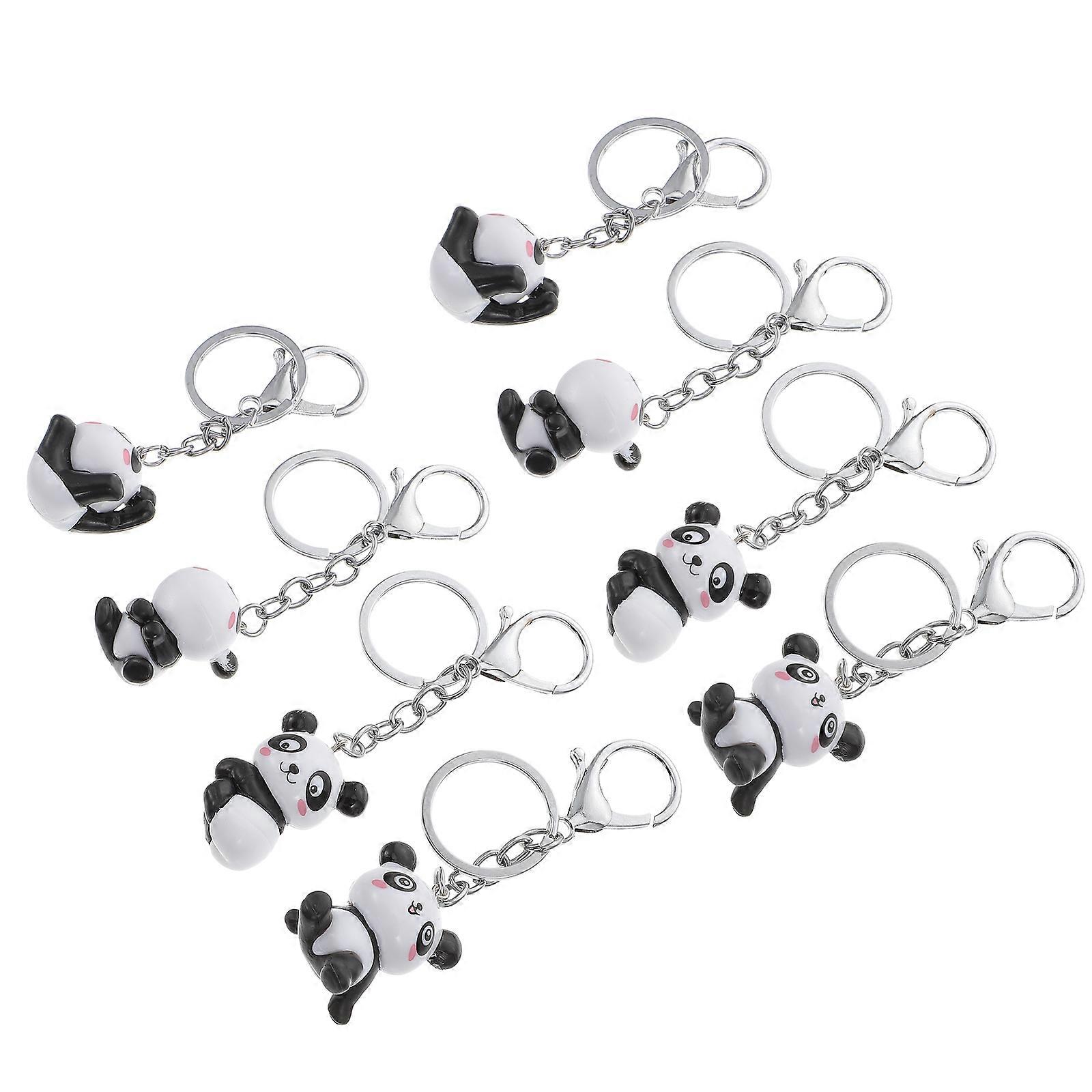 Cute Key Chain Panda Keychain Pendant Unique Hanging Key Ring Cartoon Style Assorted Color 10.50X2.50X2.50CM Carrying Keys 8Pcs