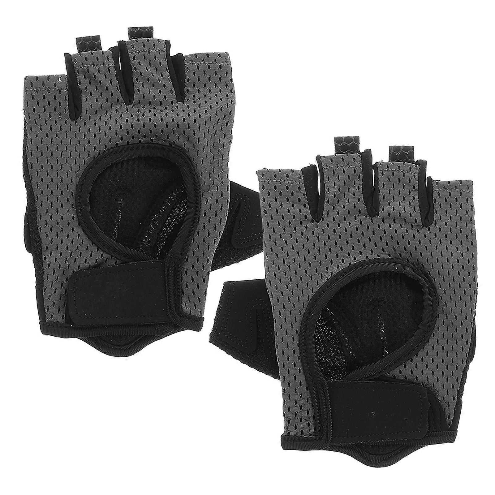Half Finger Workout Gloves for Men/Women, Breathable Cycling/Hiking Gloves with Impact Padding, Grey, Fitness Training Outdoor Sports Gloves