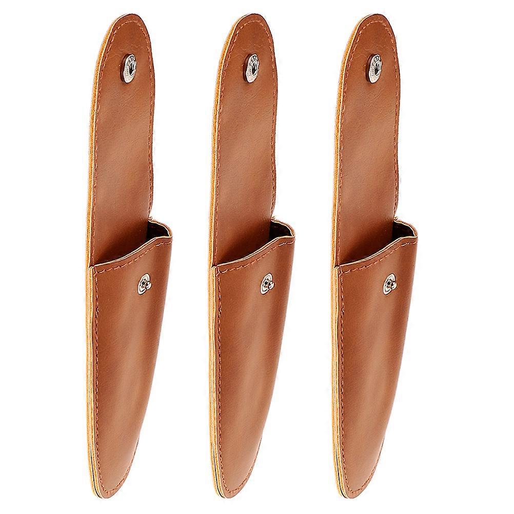 Small Harmonica Pouch Portable Harmonica Case Musicians Travel Rectangular Brown Pu Leather Protection 3Pack