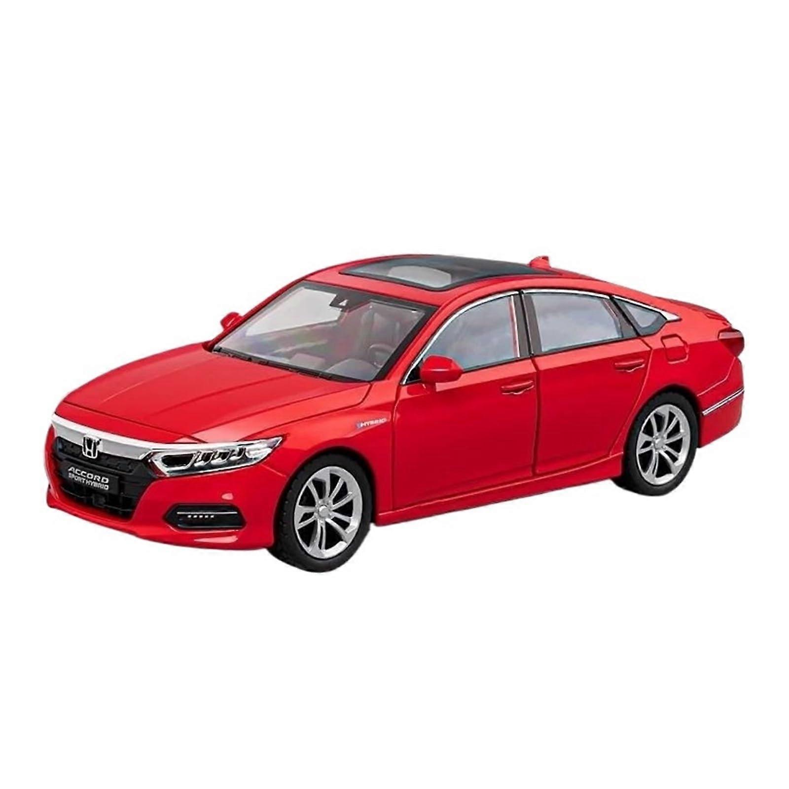Miniature Models 1:24 For Accord With Sound Light Alloy Car Model Hobby Display Decorations Original Reproduction (Red)