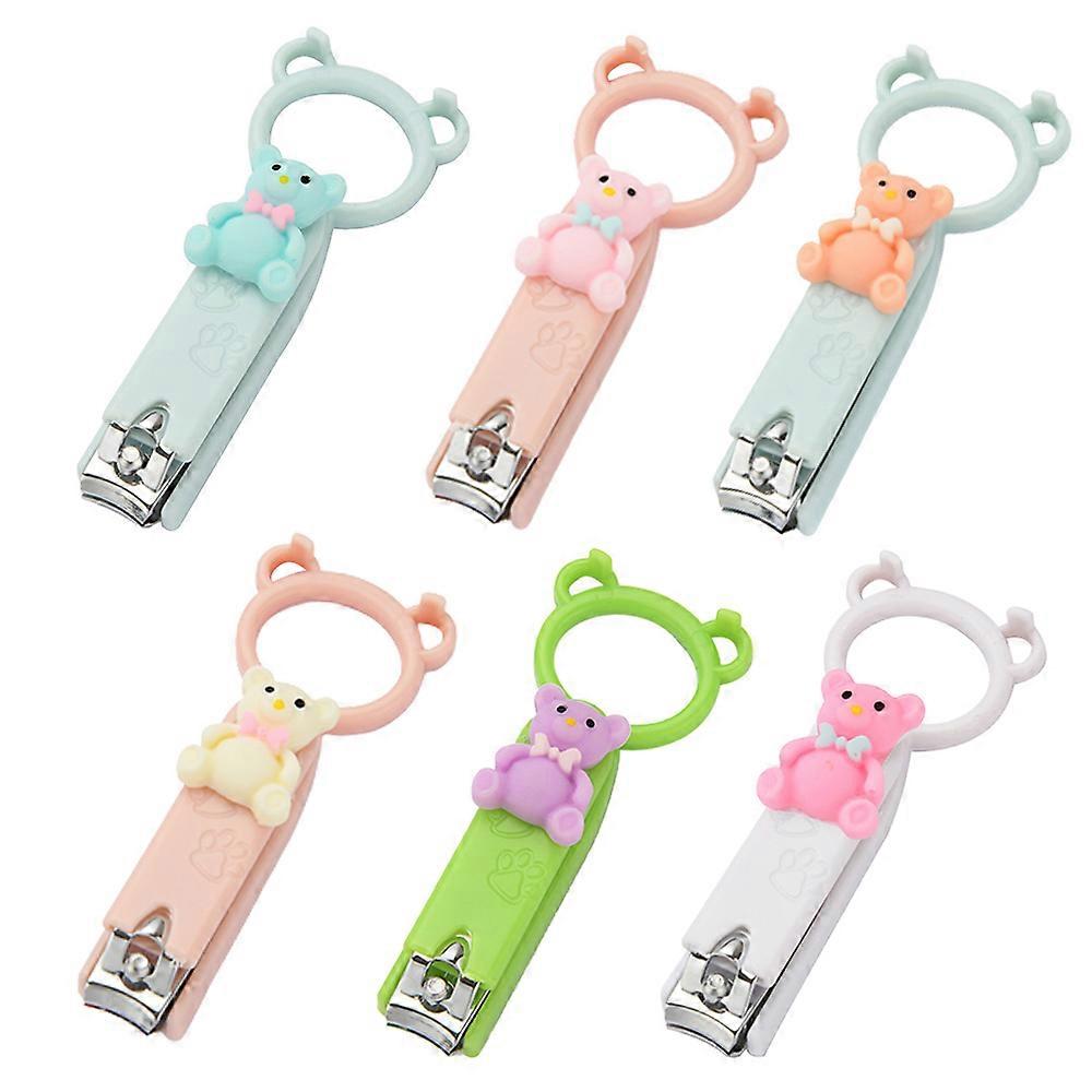 6Pcs Cartoon Bear Shape Nail Clippers Sharp Sturdy Nail Cutters Cute Nail Tools-Style3