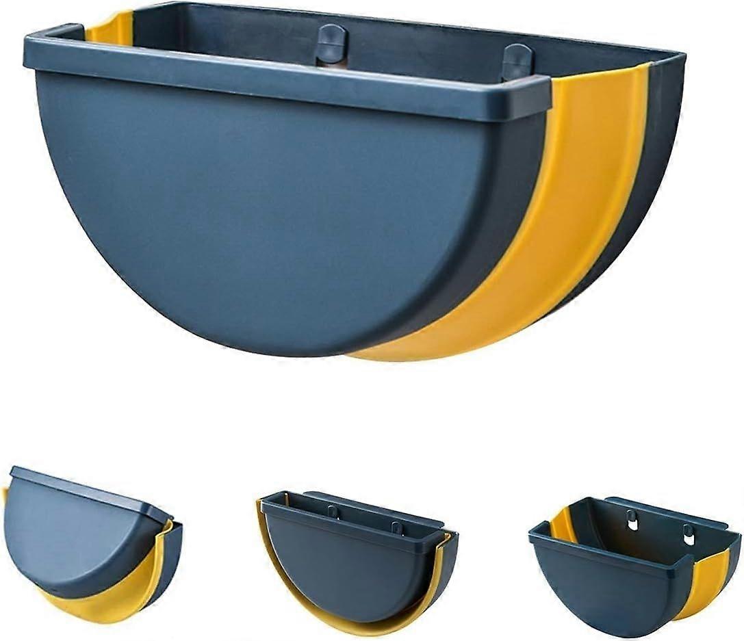 Kitchen Trash Can Foldable Hanging Trash Can Suitable for Kitchen Office Bathroom (Blue)