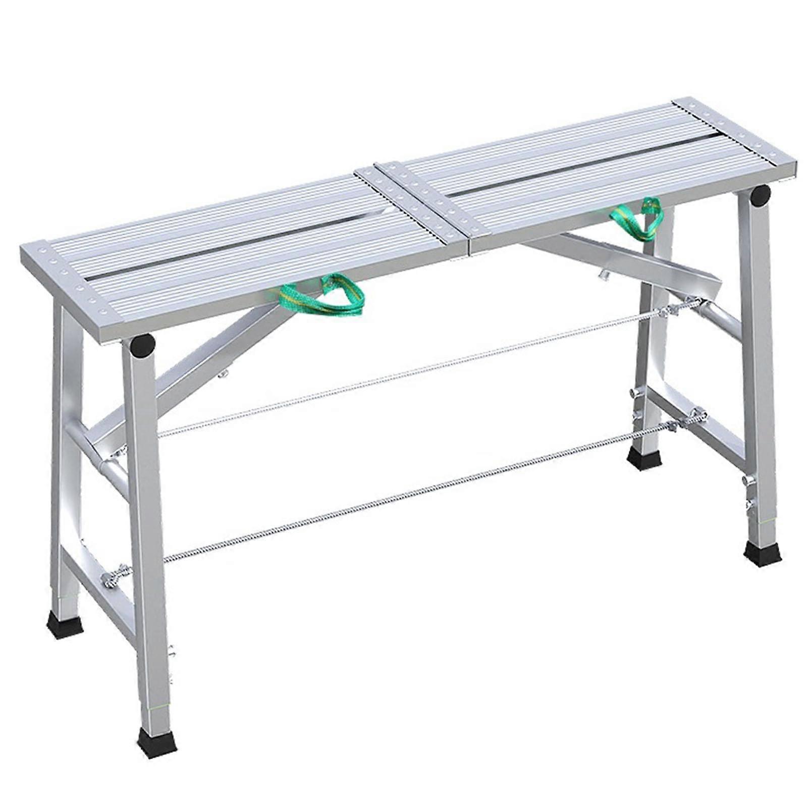 Portable, foldable scaffold ladder, work platform, heightadjustable, multipurpose step ladder for drywall, painting, and construction.