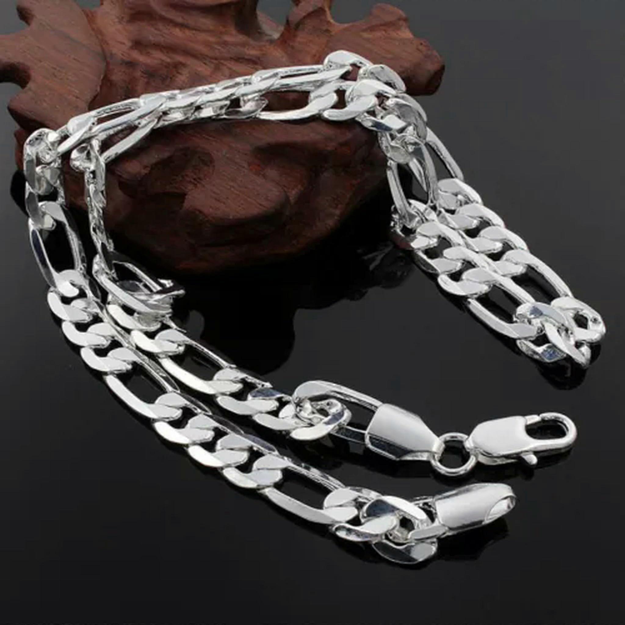 925 Sterling Silver Necklace for Men, 18-24 Inch Flat 3 Space-1 Chain, Model NY018-22