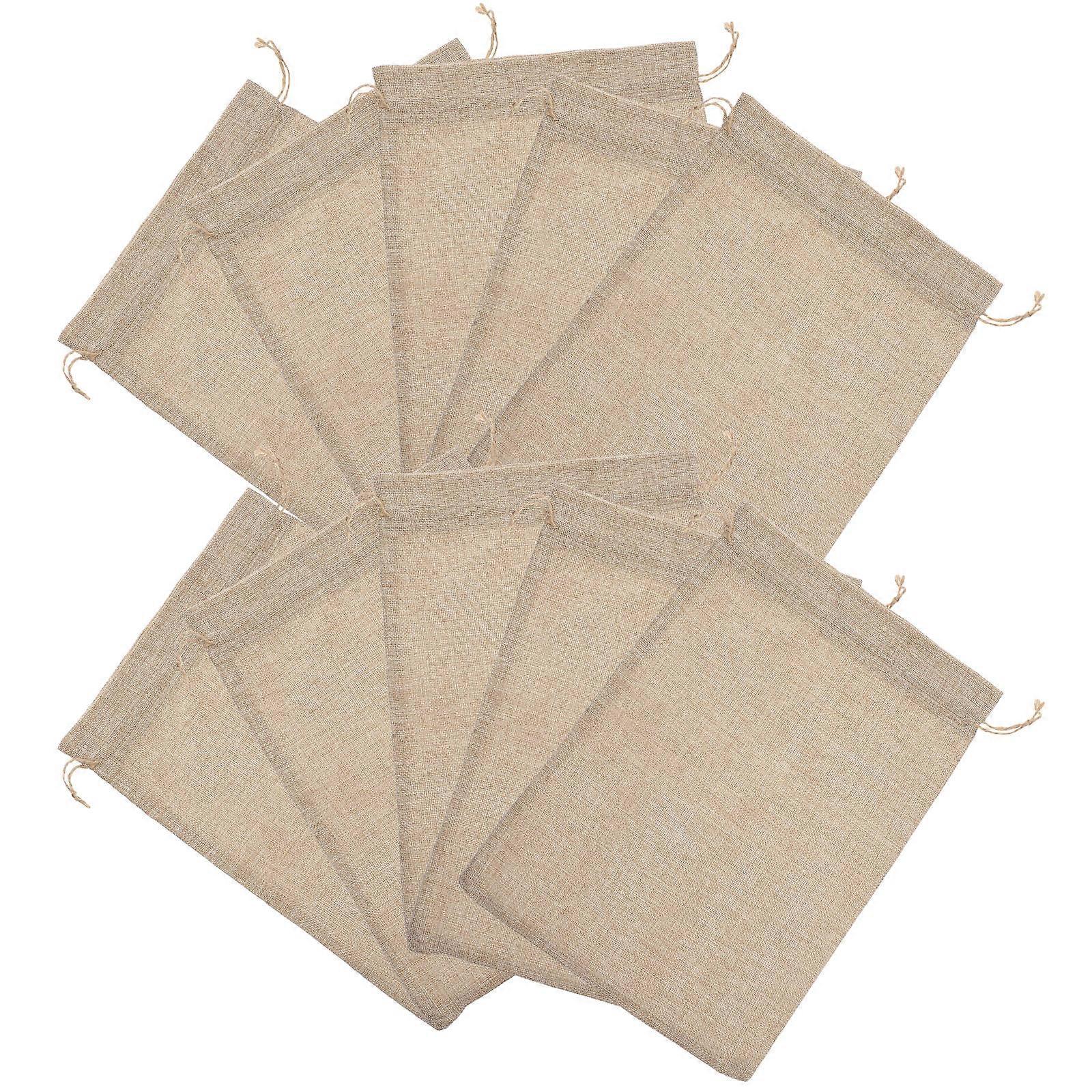 Party Favors Bags Burlap Storage Beige Rectangular Simple Design Home Use For Family Friends 10Set