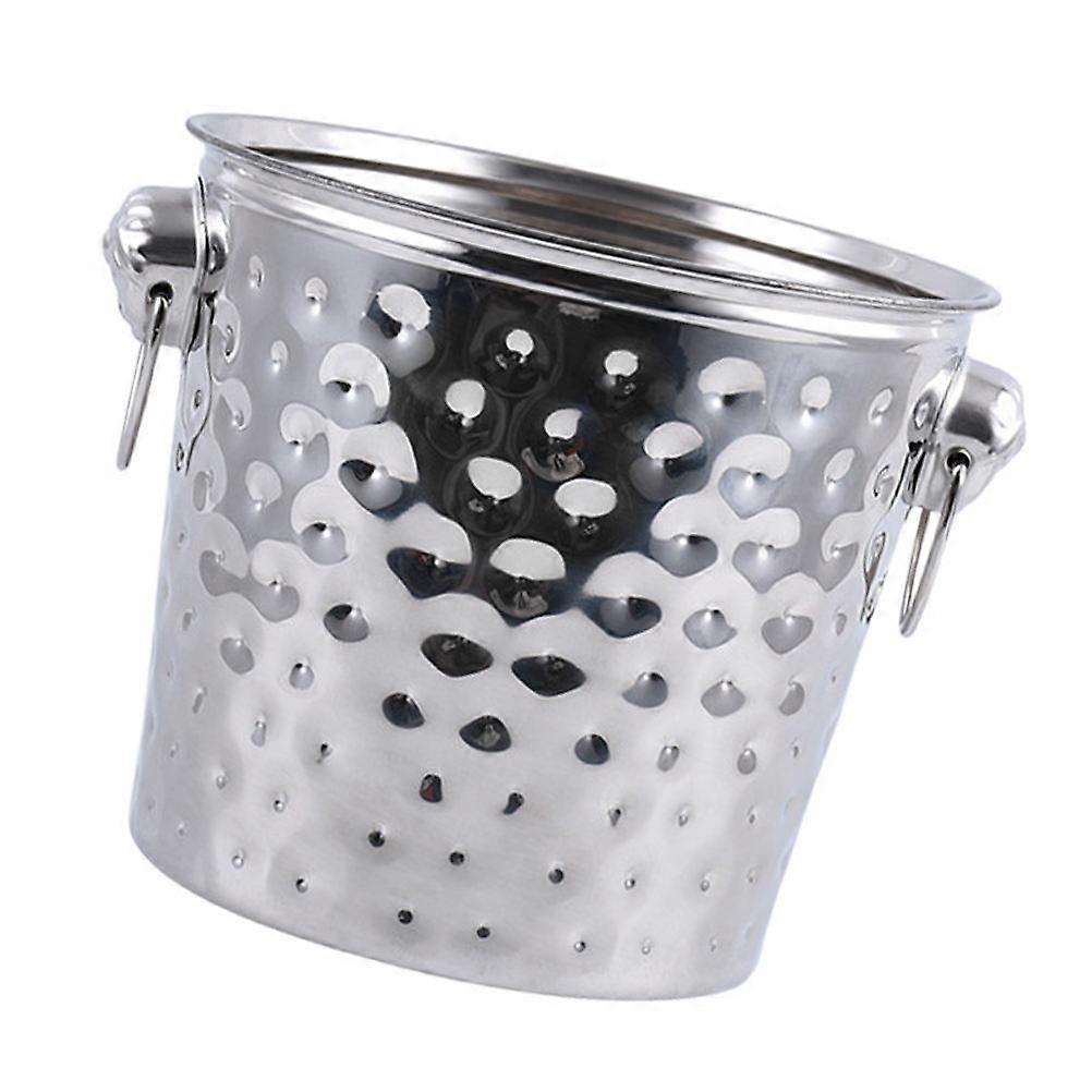 Chiller Bucket Metal Bucket With Handle Commercial Users Silver 21x21CM Serve Ice and Wine 1Pcs
