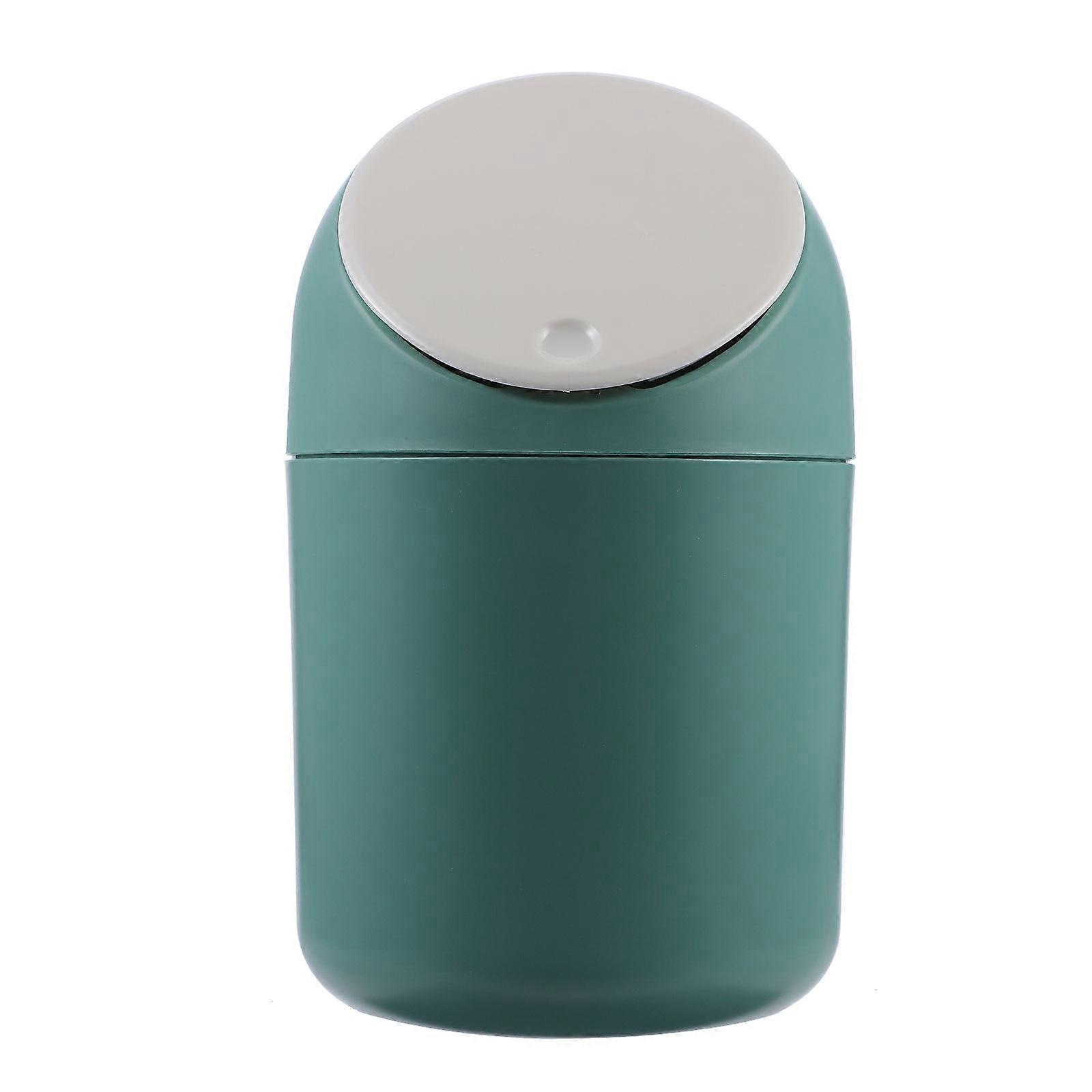 Mini Trash Can with Lid – Compact Desktop Wastebasket, Green Plastic Bin for Home and Office Use, Easy to Clean