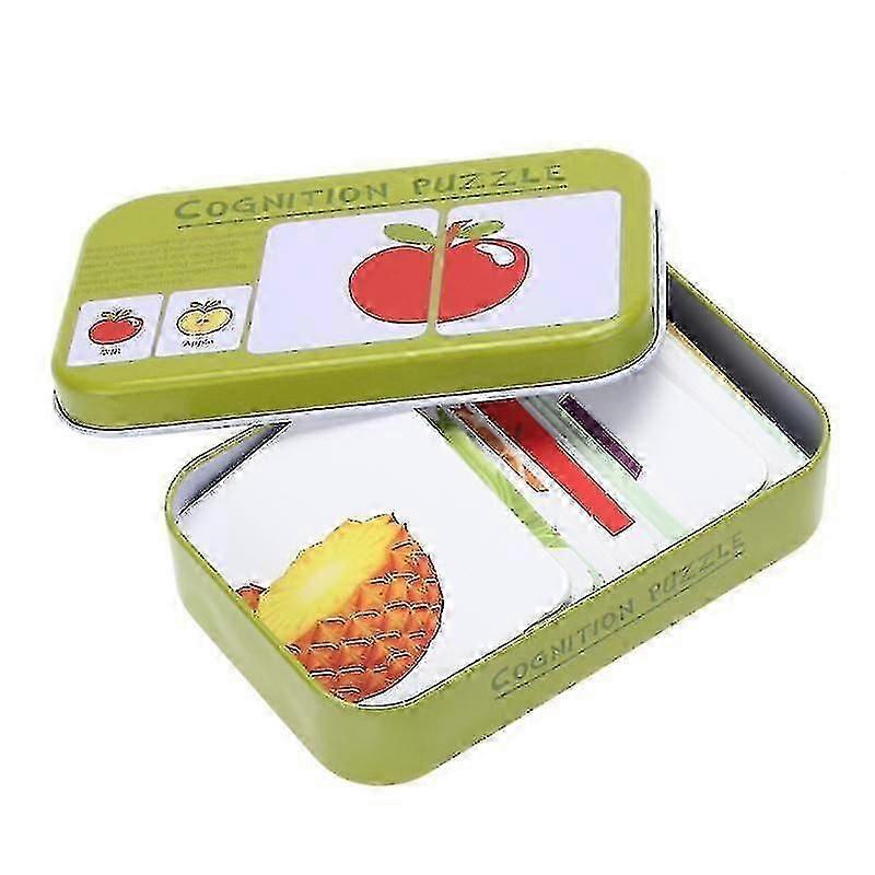 Early Learning Matching Cards Set: Colourful Vehicle, Fruit & Animal Puzzles in Iron Box