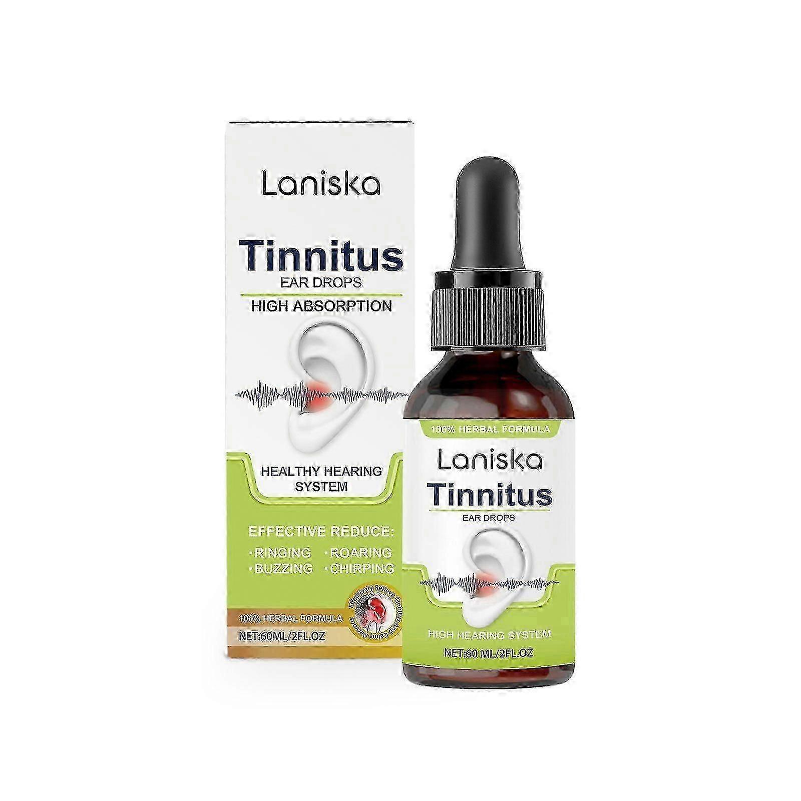 Tinnitus Relief for Ringing Ears, Effective Ear Ringing Relief Drops, Natural Herbal Tinnitus Treatment for Ear Clicking Buzzing, Improving Hearing 60