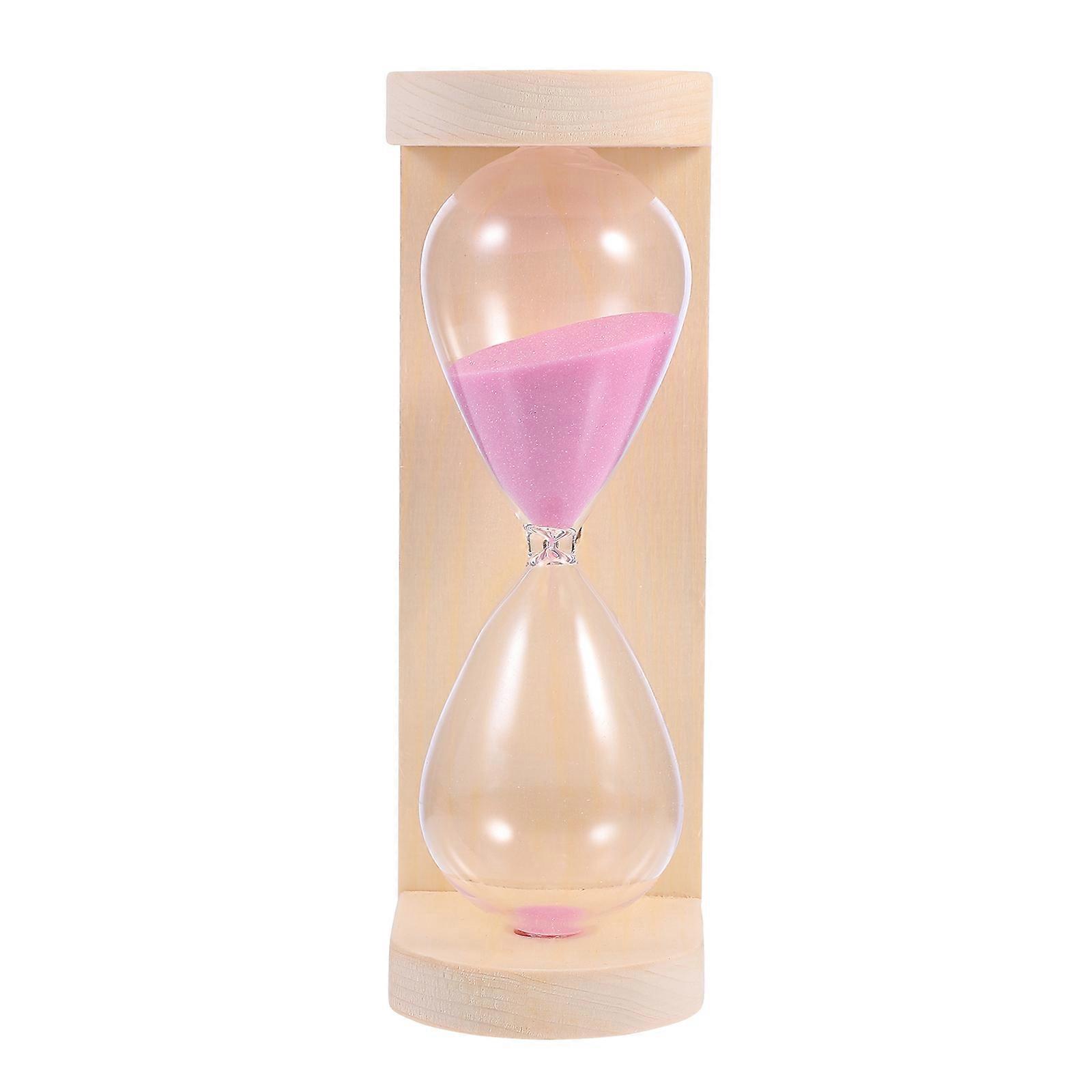 Hourglass Countdown Sauna Timer Solid Wood Hourglass Sauna Accessories Light Brown 19.7X9cm 1Set