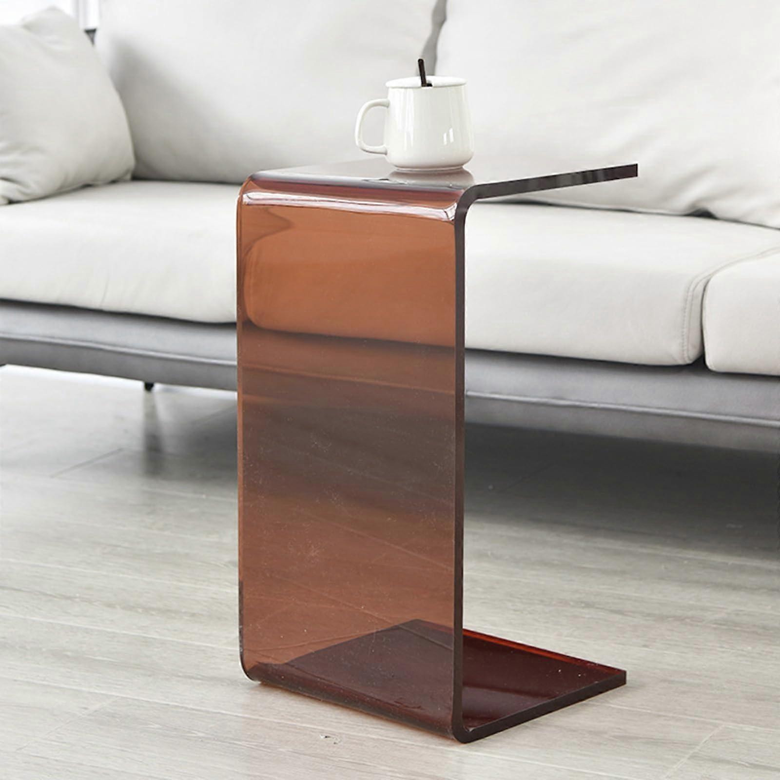 C-Shaped Acrylic Side Table for Small Living Rooms – Clear Modern Accent Tables for Bedroom, Balcony, Terrace, and Office