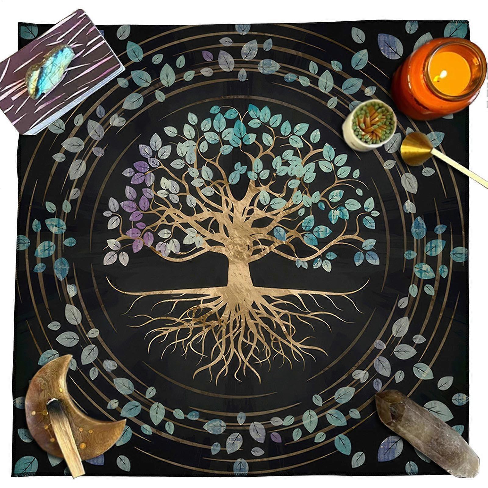 Tarot Cloth Table Non Slip Desk Cover 19.69x19.69 Inches Soft Mysterious Tablecloth Portable For Enthusiasts 261